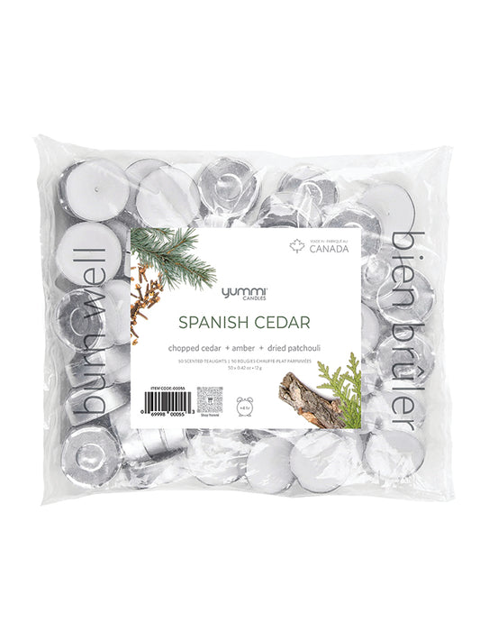 50 Spanish Cedar Scented Tealight Candles