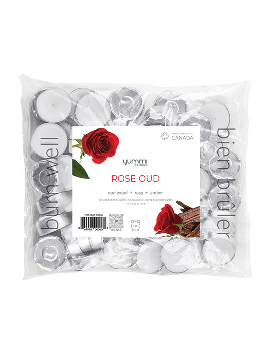 50 Rose Oud Scented Tealight Candles