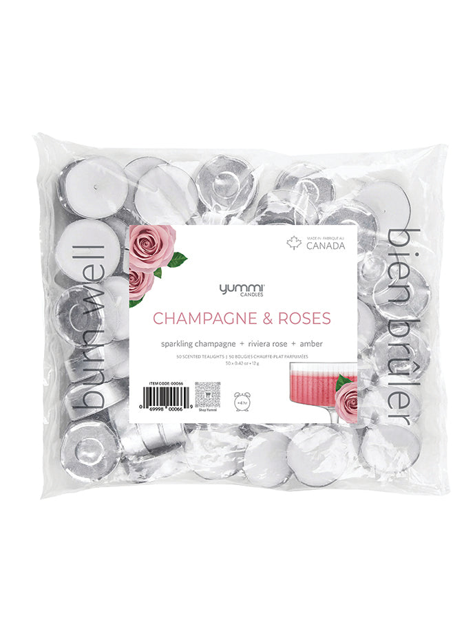 50 Champagne Roses Scented Tealight Candles