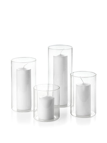 Yummi Candles - 12 Round Pillar Candles and Cylinder Vases