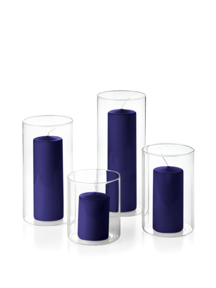 12 Round Pillar Candles and Cylinder Vases