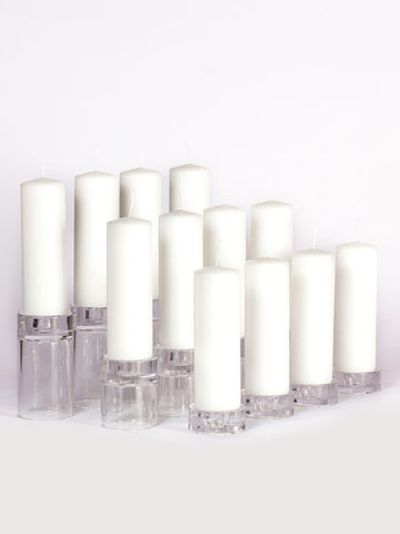 Yummi Candles - 12 Slim Pillar Candles, 12 Glass Chimneys and 12 Glass Pillar Holders - Lifestyle - 2