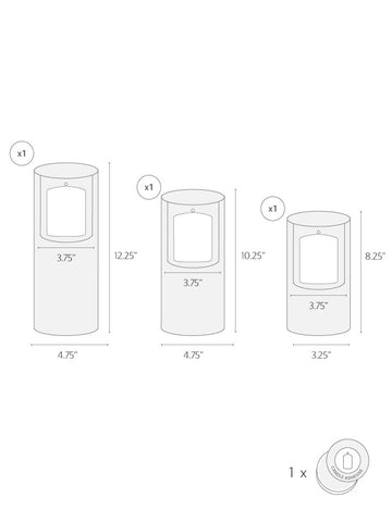 Yummi Candles - 3 Pillar Candles & 3 Ethereal Cylinders - Info