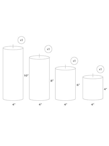 Yummi Candles - 4 Column Pillar Candle Waterfall Set - Info