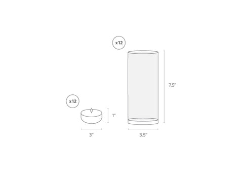 Yummi Candles - 3" Floating Candles and 7.5" Cylinder Vases - Info