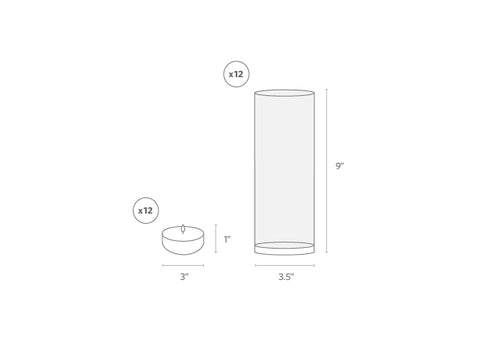 Yummi Candles - 3" Floating Candles and 9" Cylinder Vases - Info