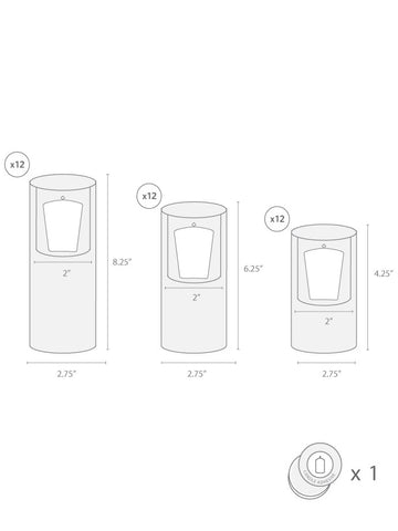 Yummi Candles - 36 Votive Candles & 36 Ethereal Cylinders - Info