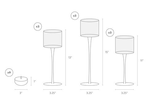 Yummi Candles - 9 Floating Candles and 9 Monet Stem Holders - Info