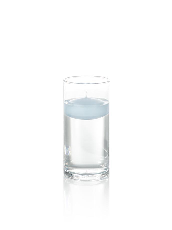 3" Floating Candles and 7.5" Cylinder Vases Ice Blue