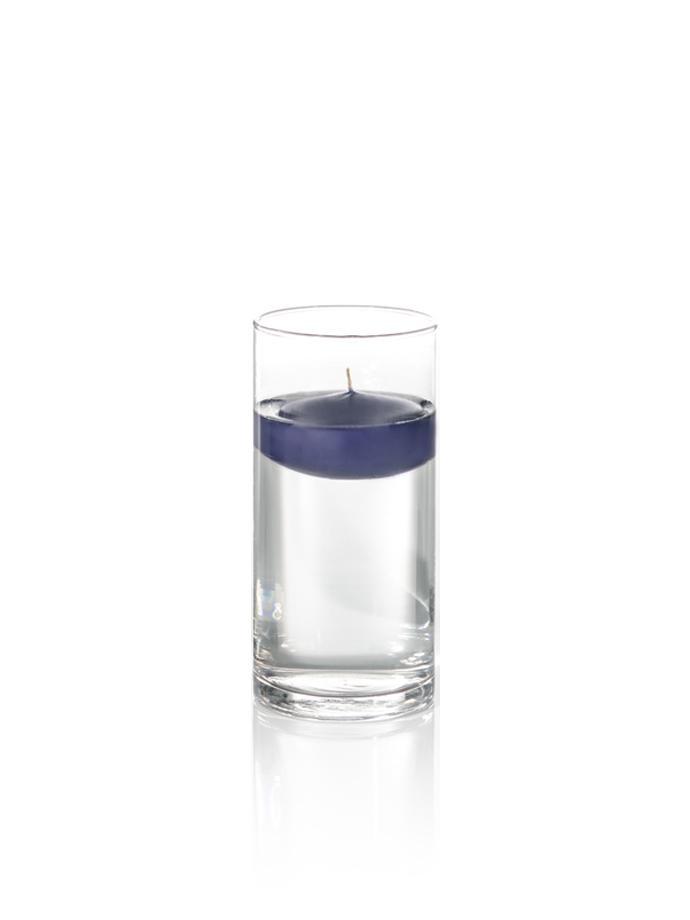 3" Floating Candles and 7.5" Cylinder Vases Navy Blue