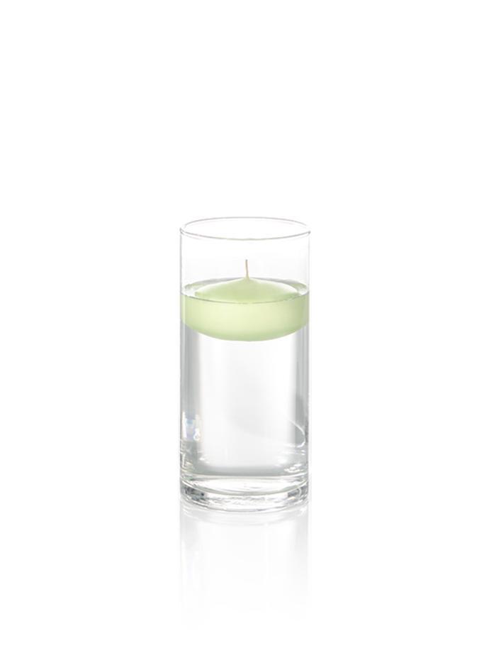 3" Floating Candles and 7.5" Cylinder Vases Celery Green