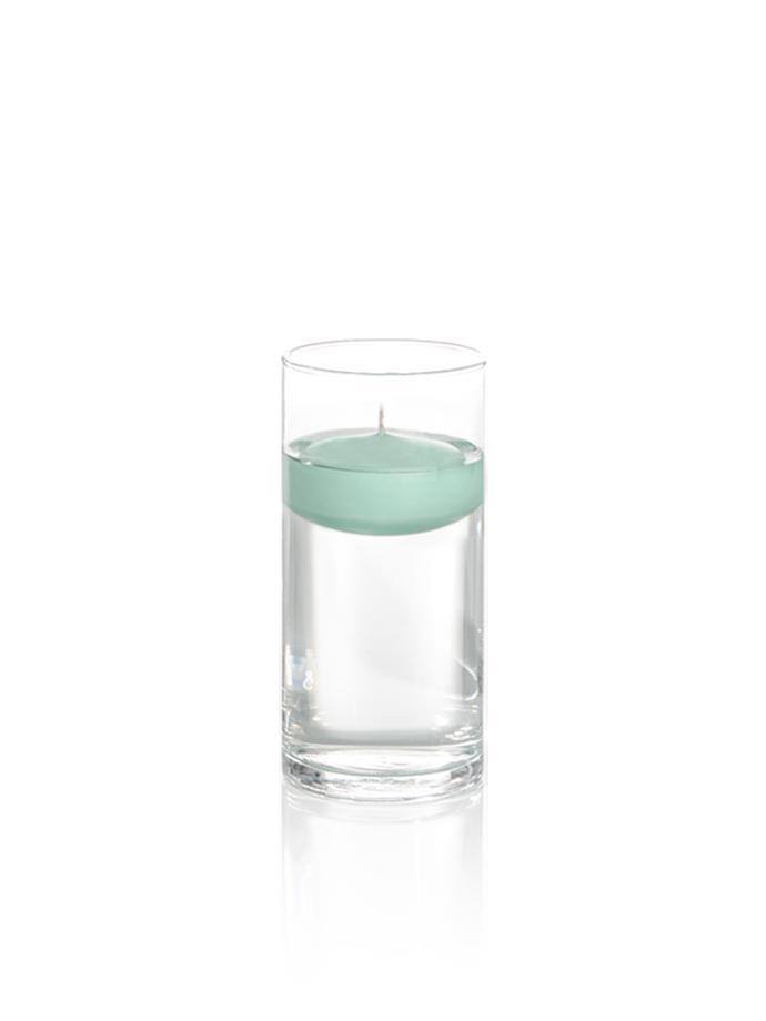 3" Floating Candles and 7.5" Cylinder Vases Aqua Green