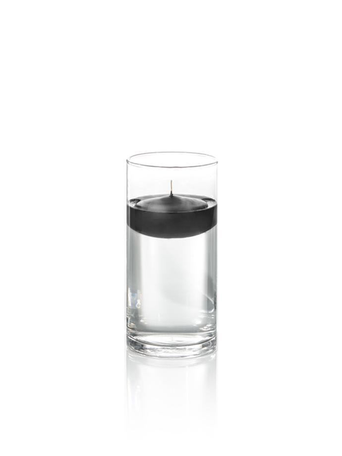 3" Floating Candles and 7.5" Cylinder Vases Black