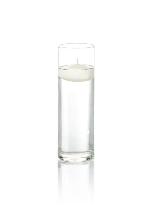 3" Floating Candles and 9" Cylinder Vases White