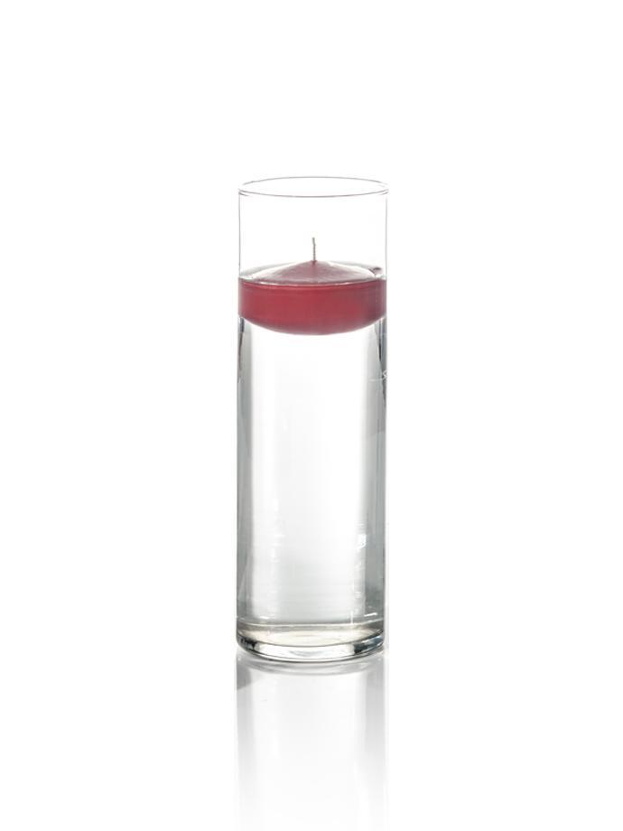 3" Floating Candles and 9" Cylinder Vases Burgundy