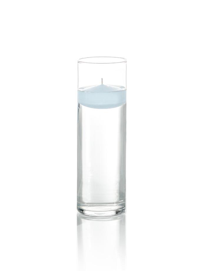 3" Floating Candles and 9" Cylinder Vases Ice Blue