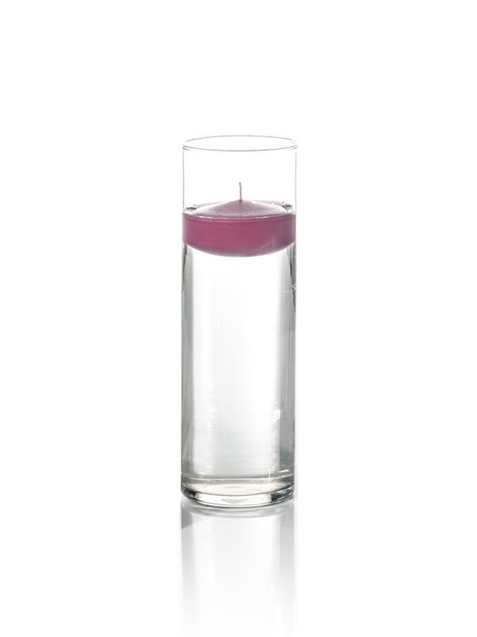 3" Floating Candles and 9" Cylinder Vases Magenta