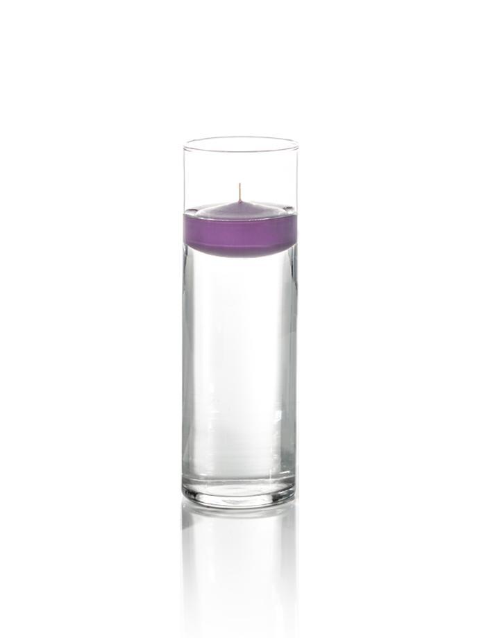 3" Floating Candles and 9" Cylinder Vases Dark Purple