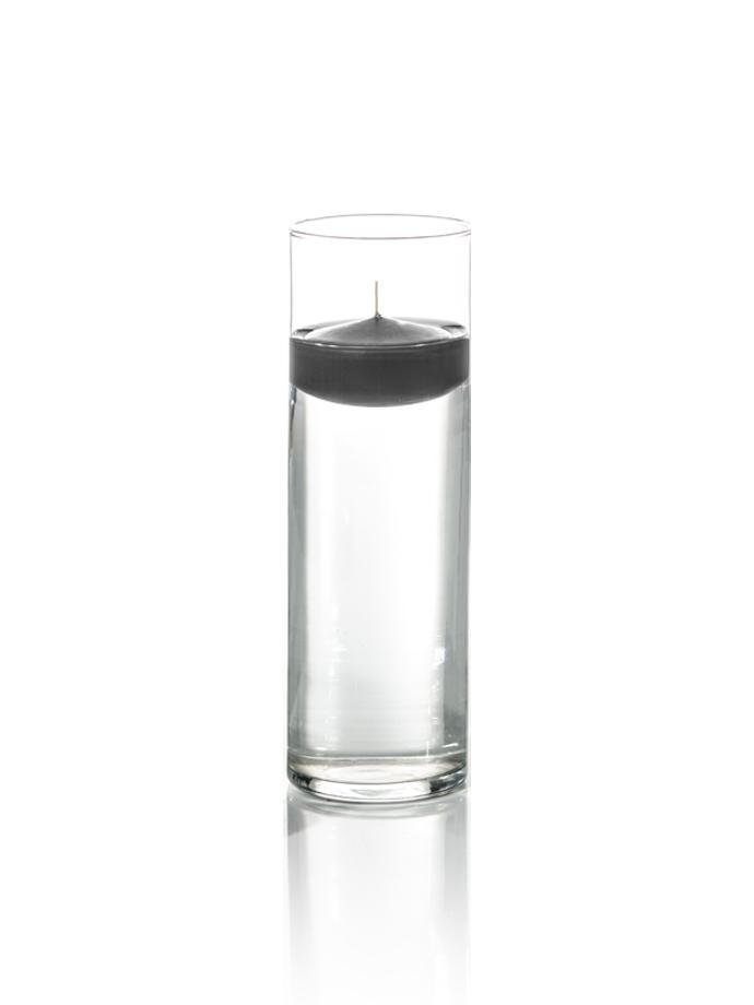 3" Floating Candles and 9" Cylinder Vases Black