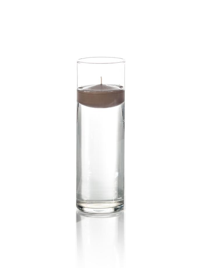 3" Floating Candles and 9" Cylinder Vases Chocolate