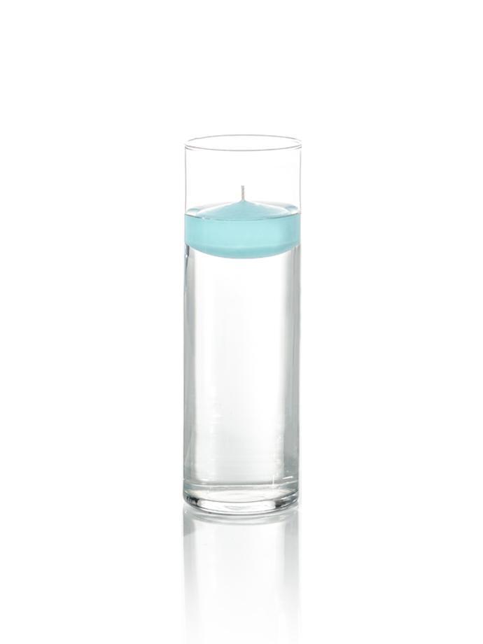 3" Floating Candles and 9" Cylinder Vases Robin Egg Blue