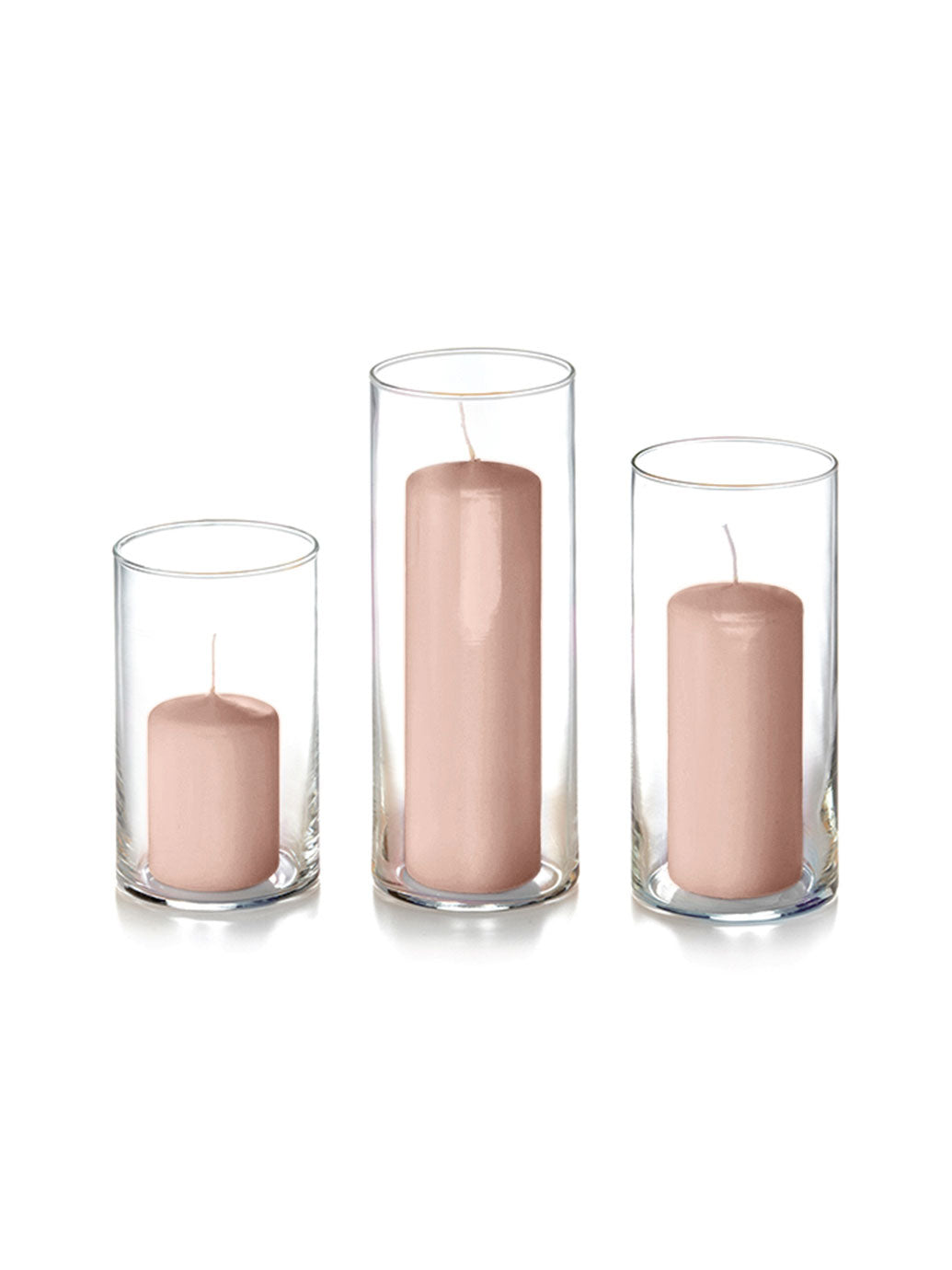 12 Slim Pillar Candles and Cylinder Vases