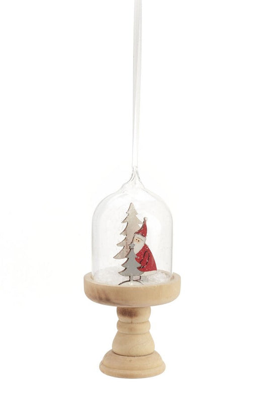 Xmas Orn Glass Santa R-nt 4.5