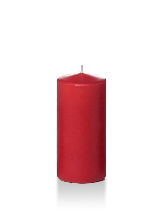 3" x 6" Wholesale Pillar Candles Ruby Red