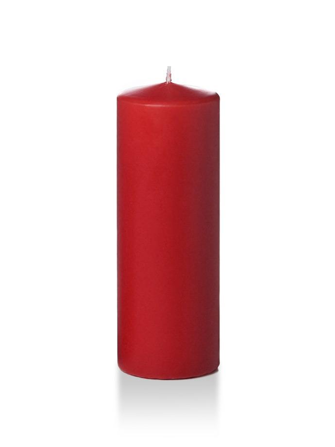 3" x 8" Pillar Candles Ruby Red