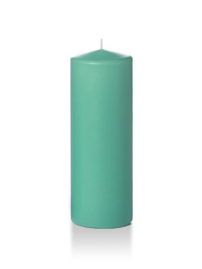 3" x 8" Pillar Candles Aqua Green