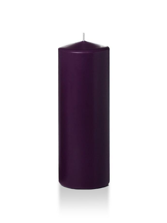 3" x 8" Wholesale Pillar Candles Dark Purple