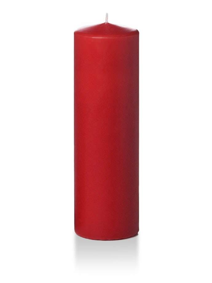 3" x 10" Pillar Candles Ruby Red