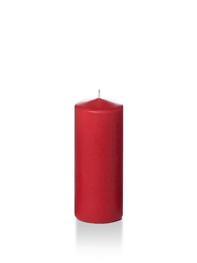 Wholesale 2.25" x 5" Slim Pillar Candles Ruby Red