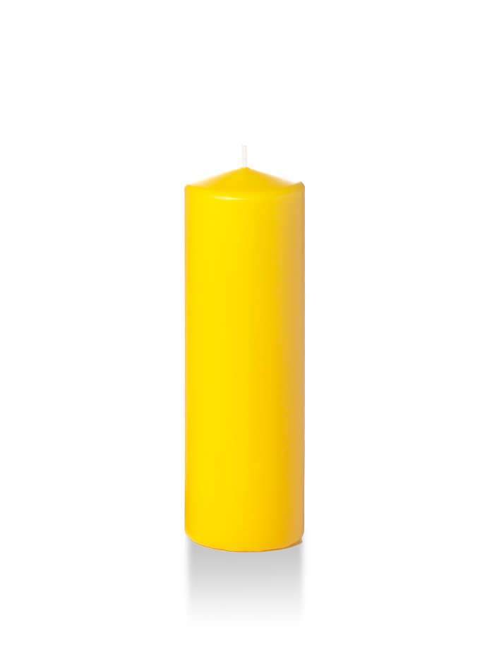 2.25" x 7" Slim Pillar Candles Bright Yellow