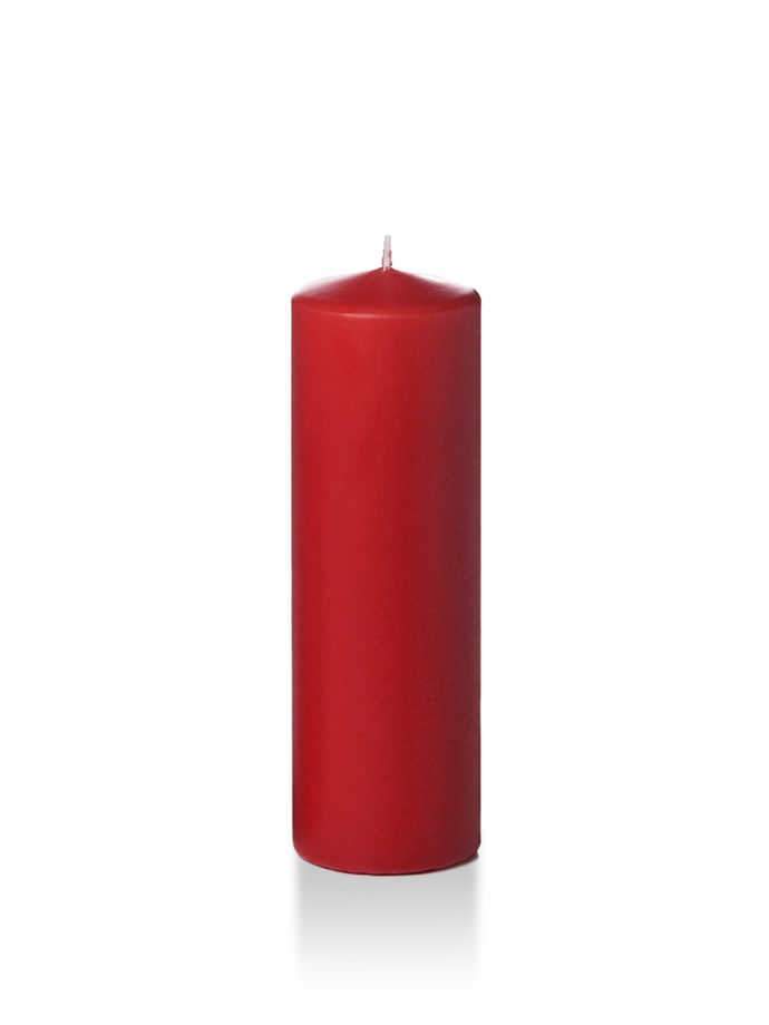 2.25" x 7" Slim Pillar Candles Ruby Red