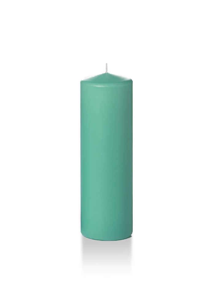 2.25" x 7" Slim Pillar Candles Aqua Green