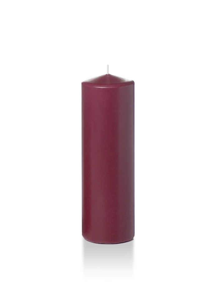 Wholesale 2.25" x 7" Slim Pillar Candles Raspberry