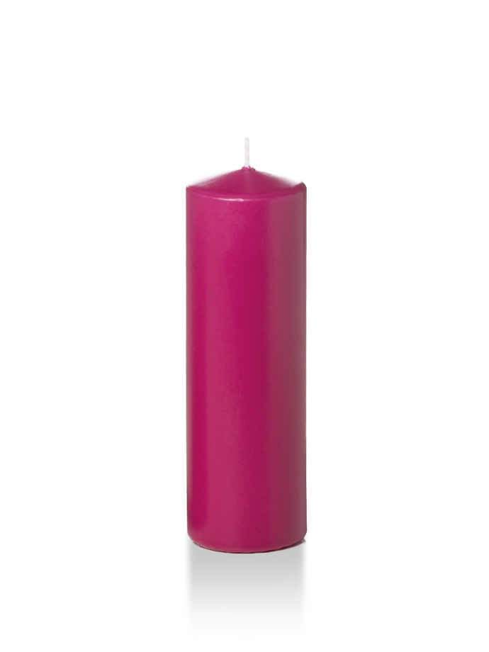 2.25" x 7" Slim Pillar Candles Hot Pink