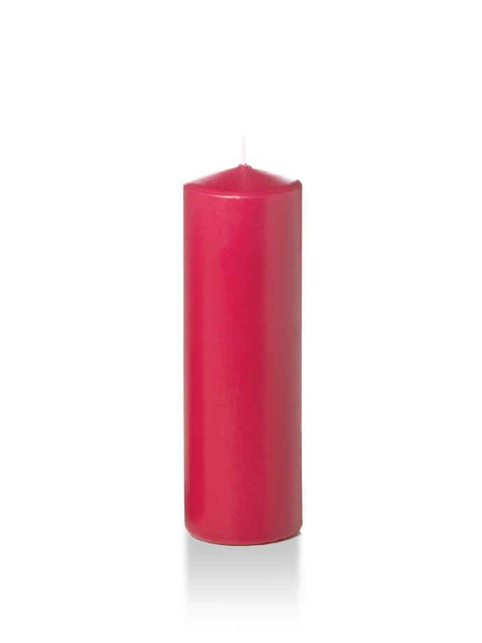 Wholesale 2.25" x 7" Slim Pillar Candles Paradise Pink