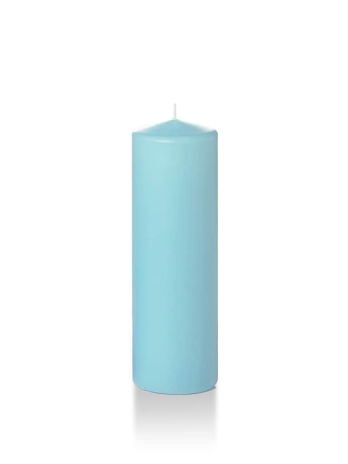 Wholesale 2.25" x 7" Slim Pillar Candles Robin Egg Blue