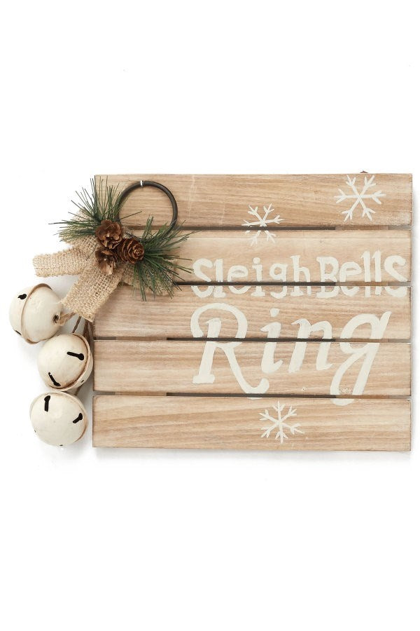 Xmas Wall Art Wod Sleigh Bell