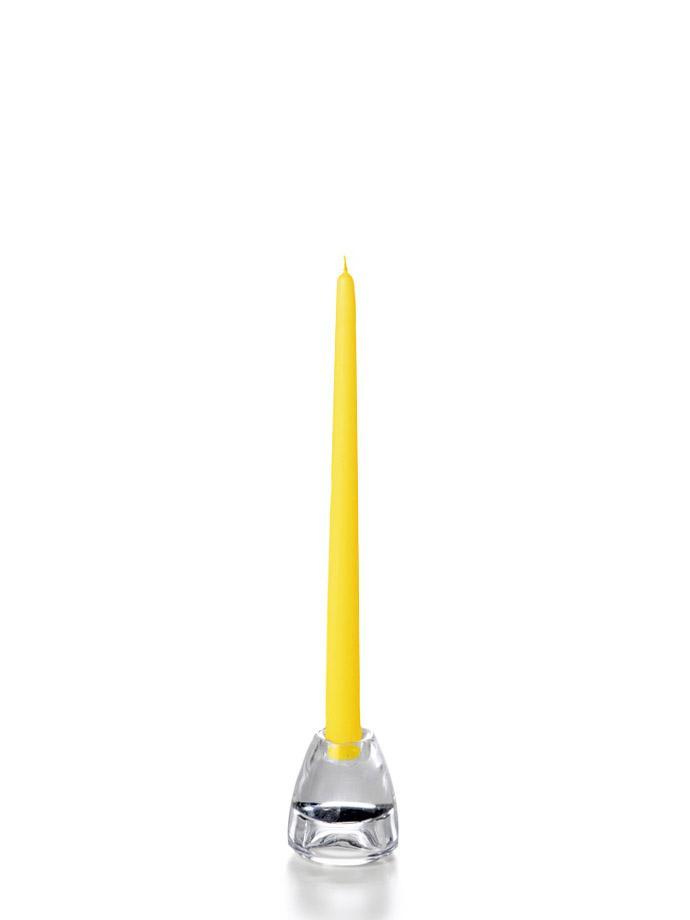 12" Wholesale Taper Candles - Case of 72 Bright Yellow