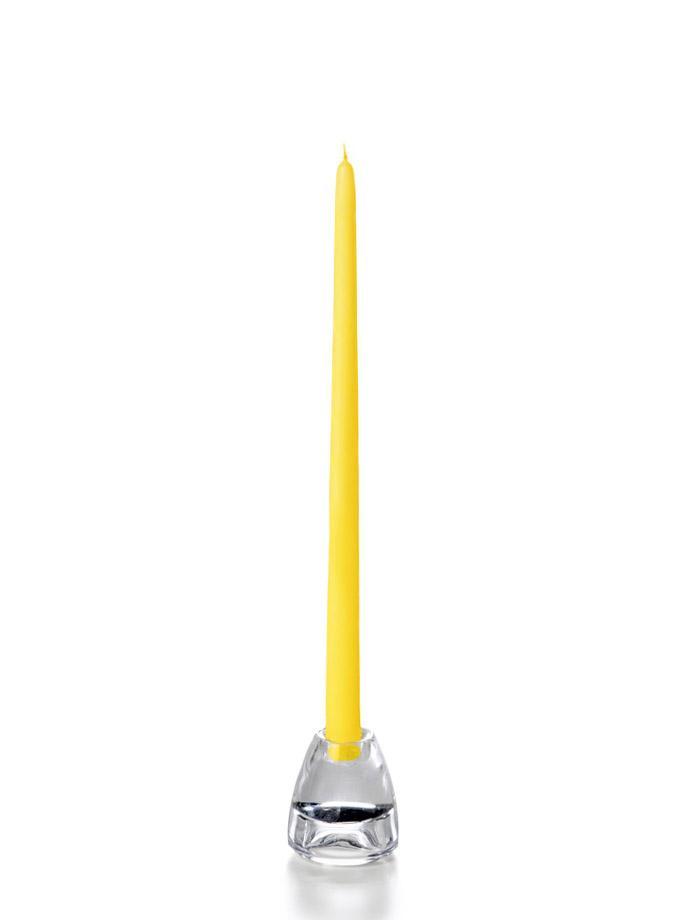 15" Wholesale Taper Candles - Case of 144 Bright Yellow