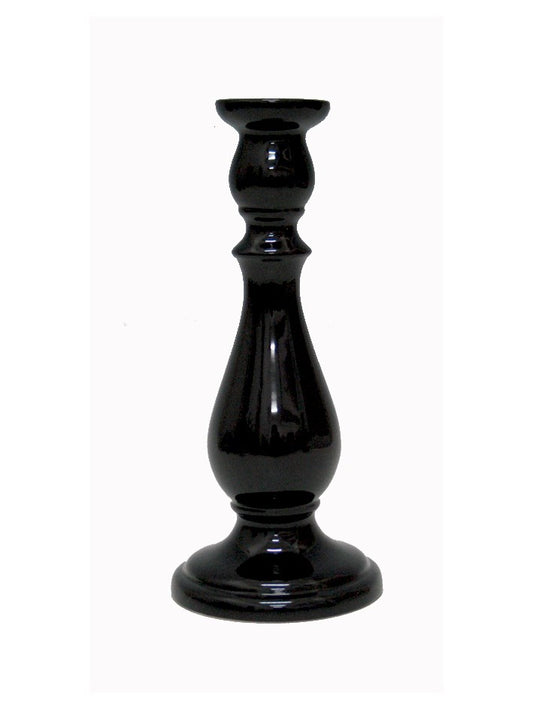 BLACK CERAMIC CANDLEHOLDER - 25 CM