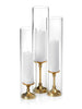 Yummi Candles - 12 Slim Pillar Candles, Glass Chimneys and 12 Gold Timeless Pillar Holders