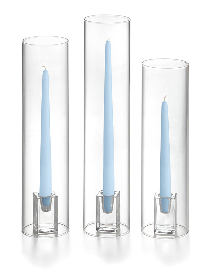 36 Taper Candles, 36 Glass Chimneys and 36 Square Block Holders