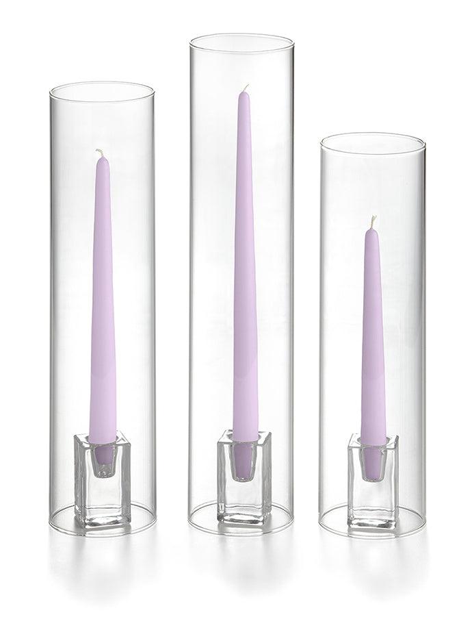 36 Taper Candles, 36 Glass Chimneys and 36 Square Block Holders