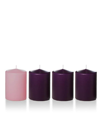 Yummi Candles - 3" x 4" Wholesale Advent Pillar Candles Purple-Rose