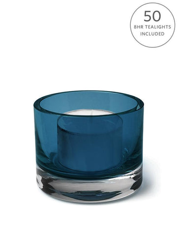 Yummi Candles - Artisan Vellas Holders and 8 Hour Tealight Candles Night Blue