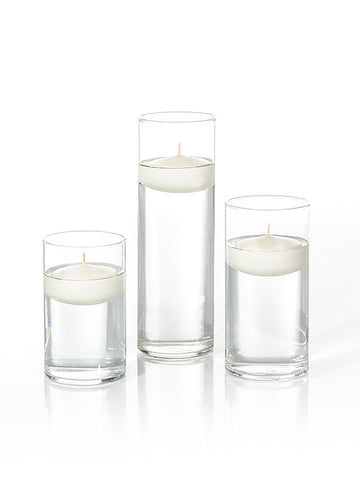 Yummi Candles - 36 Floating Candles and Cylinder Vases